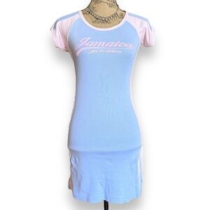 Y2K Blue & Pink Jersey Mini Dress Size M